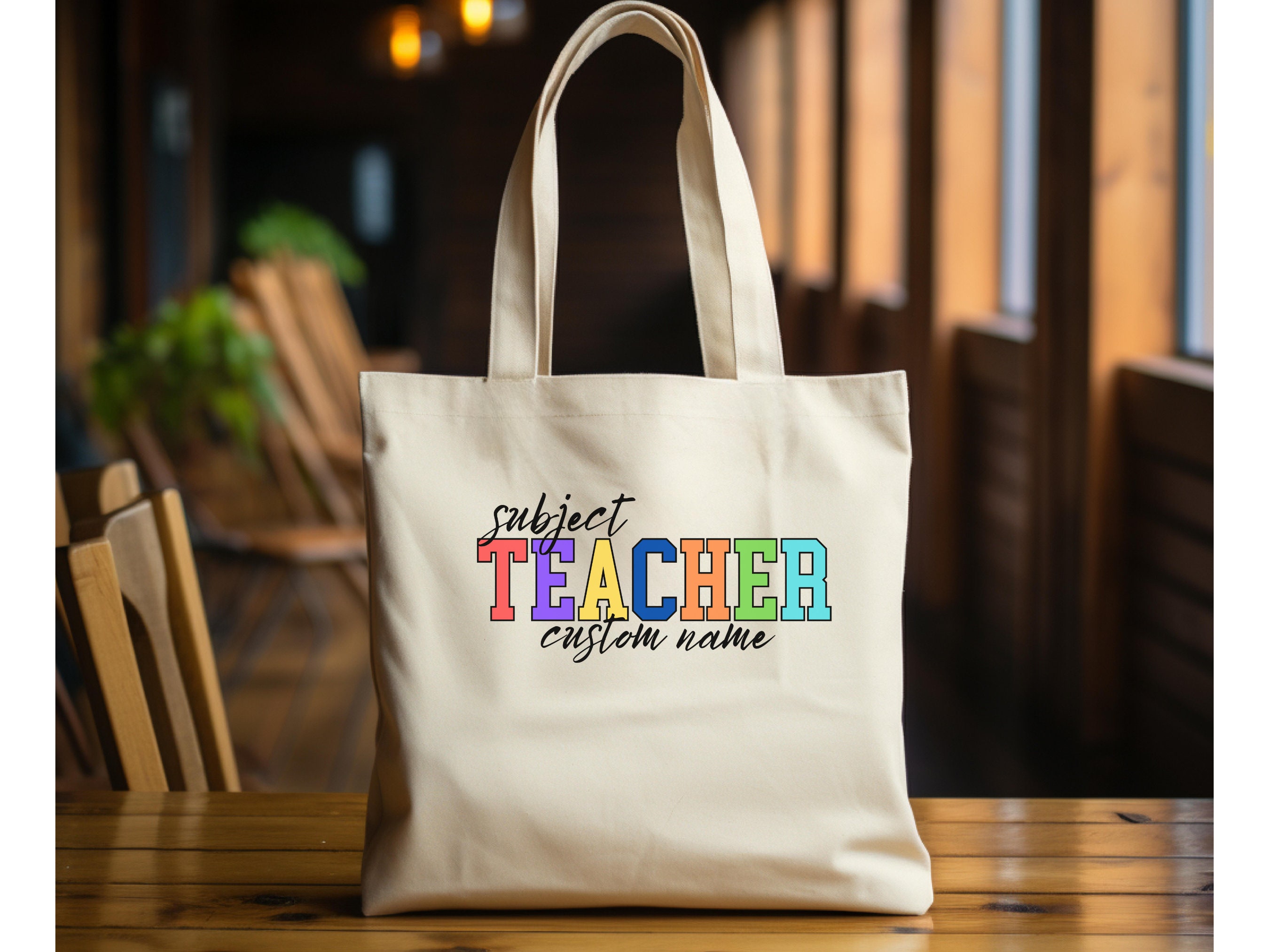 Personalized Teacher Tote Bag, Custom Name Gift - Etsy