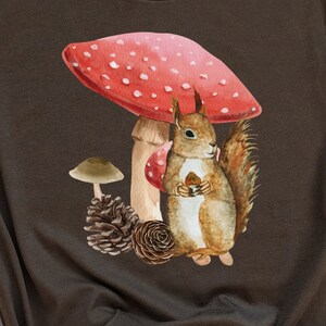 Cottage core style mushroom squirrel tshirt nature lovers tee gift idea outdoors lover tshirt wildlife enthusiast vintage shirt squirrel image 10