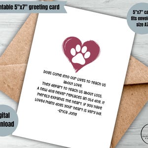 carte de vœux numérique à accès instantané pour les amoureux des chiens, carte de condoléances pour chien, perte du souvenir d'un chien, carte de vœux pour animal de compagnie