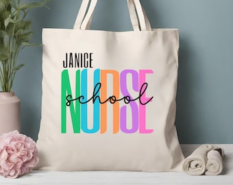 Personalized Nurse Canvas Tote Bag, Graduation Gift