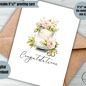 digitale Glückwunschkarte zum Ausdrucken Brautpaar Hochzeit Glückwunschkarte elegante Hochzeitstorte Glückwunsch Herr und Frau edel Hochzeitskarte sofort download