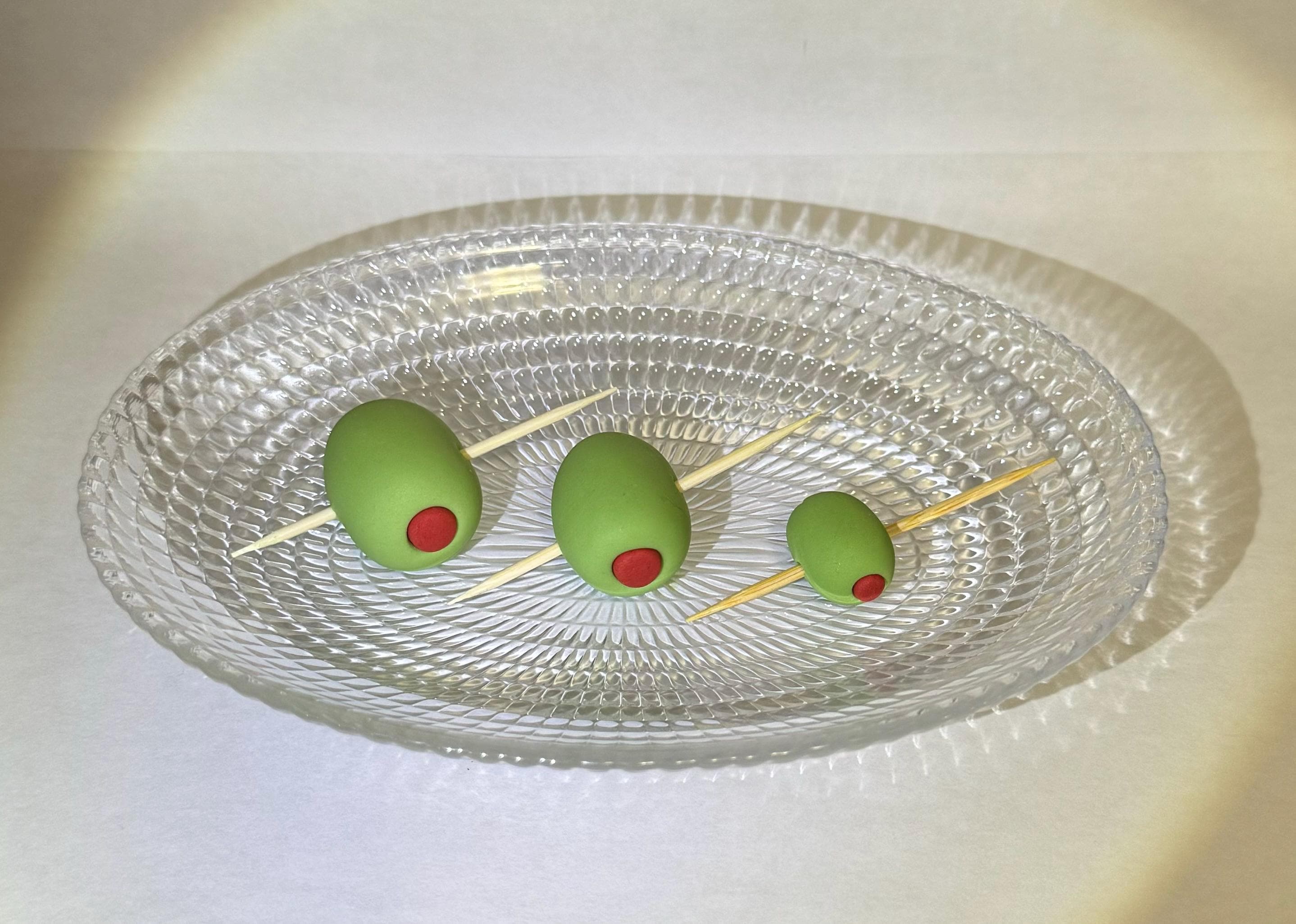 Edible Fondant olives, 2 count, (with toothpick inserted) *Made-to-order*