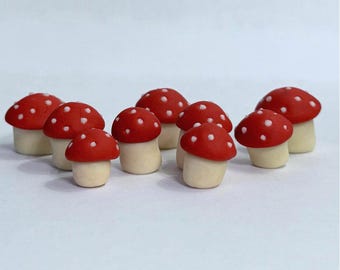 Edible Fondant mushrooms, Set of 10, *Made-to-order*