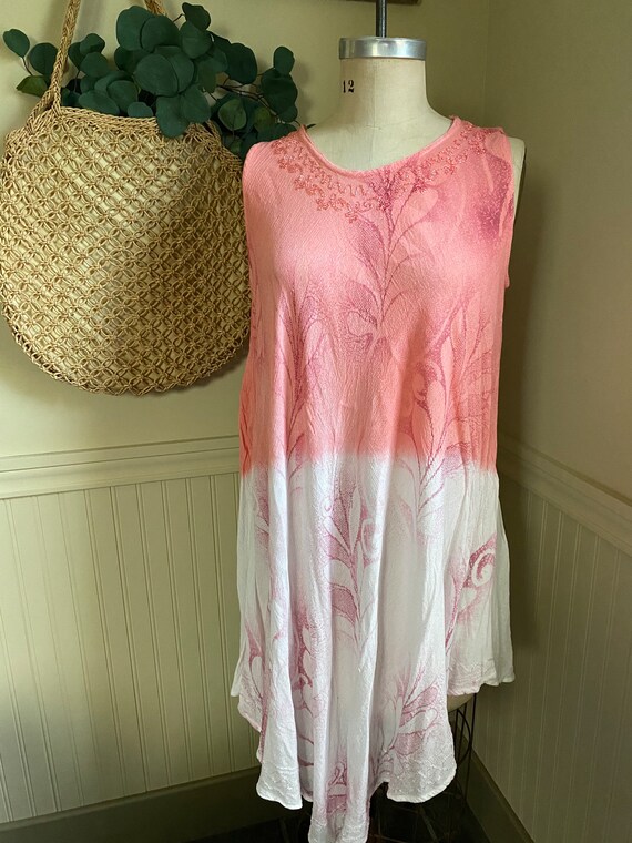 Vintage Summer Sun Dress / Peach and Pink Ombré