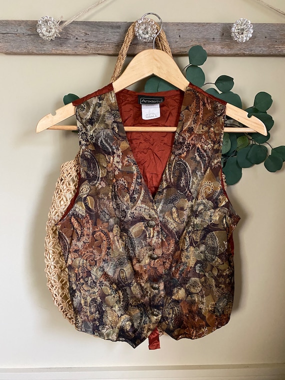 Vintage Paisley Vest / Rust Colored Vest by Anxiet