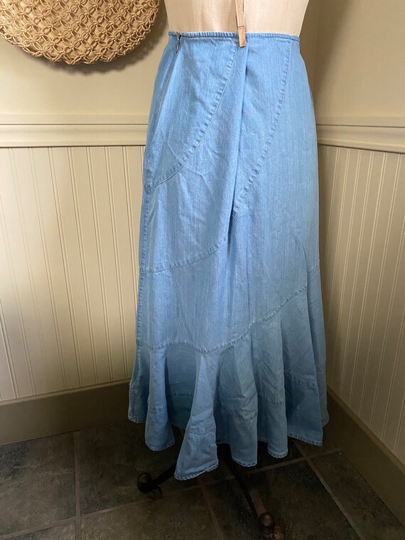 Light Denim Style Skirt / Long Boho Blue Denim  Sk