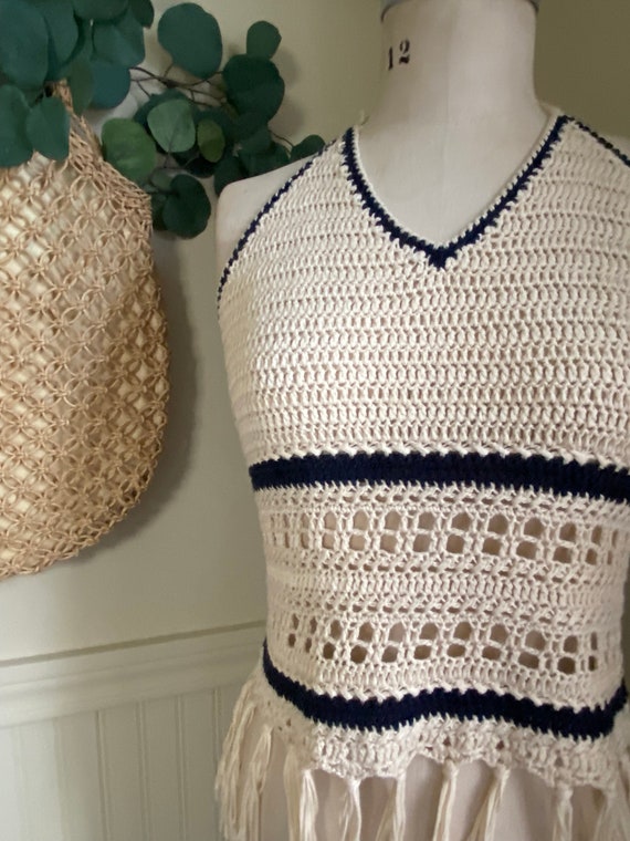 Beach Inspired Crochet Halter Top / Paper Crane T… - image 1