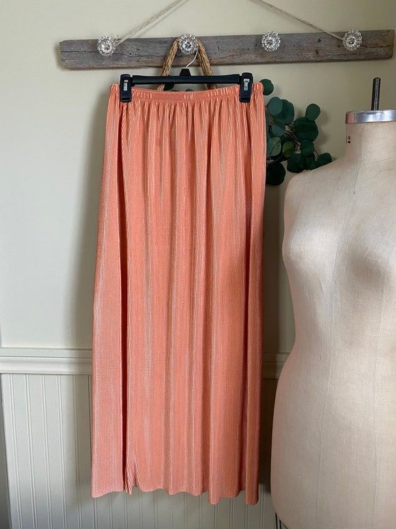 Vintage Coral Maxi Dress / Mod Strapless Dress / … - image 1