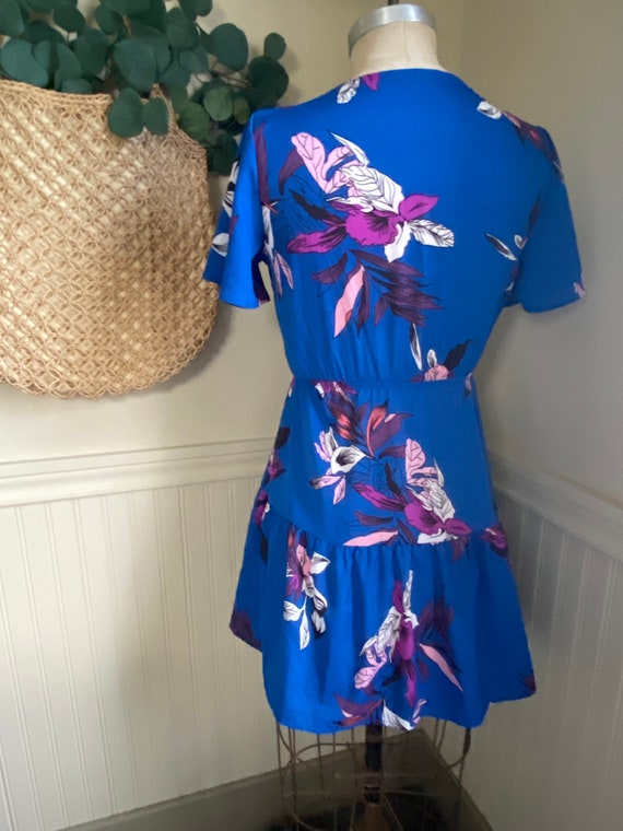 Vibrant Blue Small Floral Dress / Tropical Vacati… - image 3