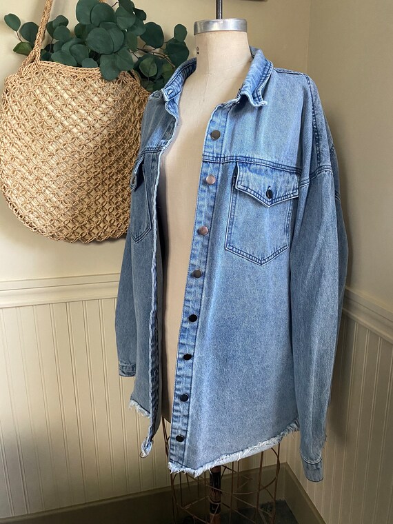 Vintage Style Oversized Jean Jacket / XL Denim Sha