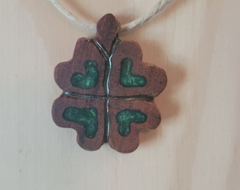★ROSEMONT★ Silver Green Epoxy Clover Necklace RA24B21J Clover Necklace – 15mm Rhodium Plated Sterling Silver Black