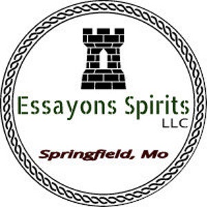 May include: Black and white logo with a castle silhouette and the text "Essayons Spirits LLC" in green and black. The text "Springfield, Mo" is below the logo in black.