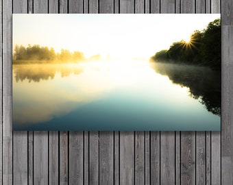 A misty morning along the Rideau River, Burritts Rapids, Ontario, Canada, Landscape, Photography, Digital Download, Made to Order