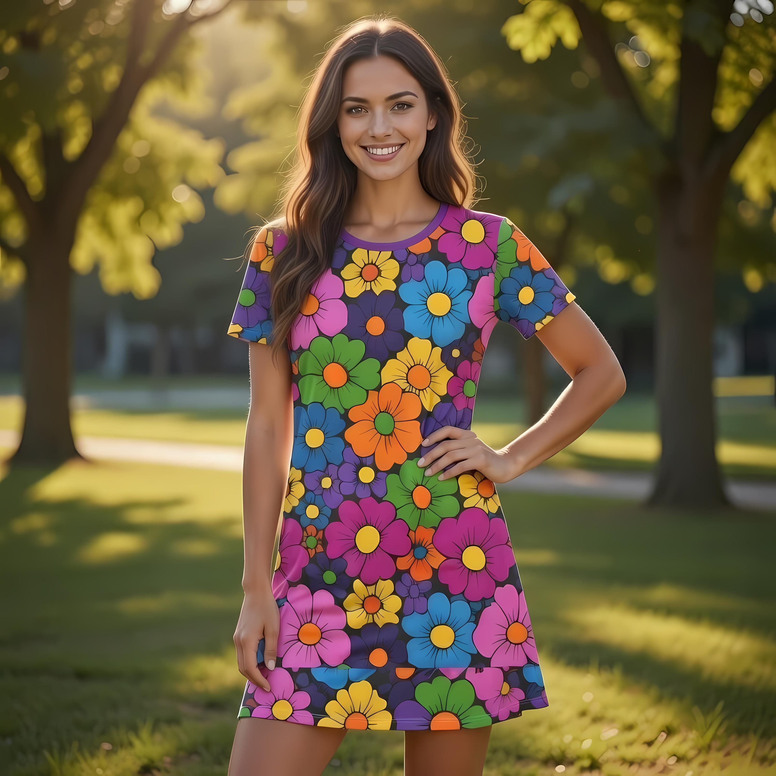 70s Colorful Dress - Etsy