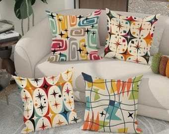 Atomic Age Pillowcase Collection! Mid-century Modern Style, MCM Starburst Retro Vibes .