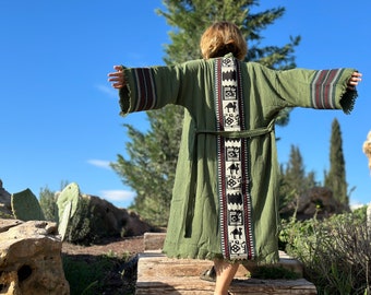 Organic Cotton Camel Print Kimono Robe: Boho Beach Cover-Up, Mother's Day Gift