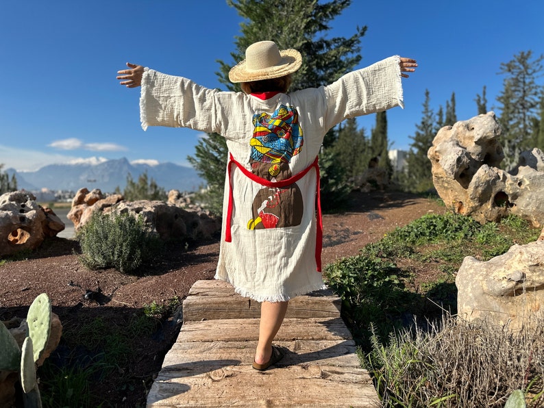 Frayed Robe African Print Cotton Kimono Robe: Boho Festival Kaftan - Etsy