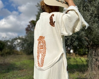 Natural soft cotton Robe, Waffle Cotton Robe,Sustainable Clothing,Bridal Gift Bathrobe, Double Gauze cotton Spa Robe,Luxury Robe