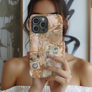 Trendy Summer Collage Phone Case, Cute Aesthetic Retro Scrapbook Style, Unique Hippie Girly iPhone Case, Scrapbook Phone Case Safemag Option
