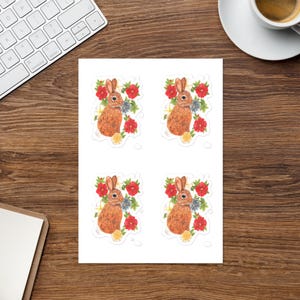 Cottagecore Sticker sheet - Bunny and Petunias