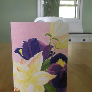 Lily and Iris Greeting Card or Thank You Card