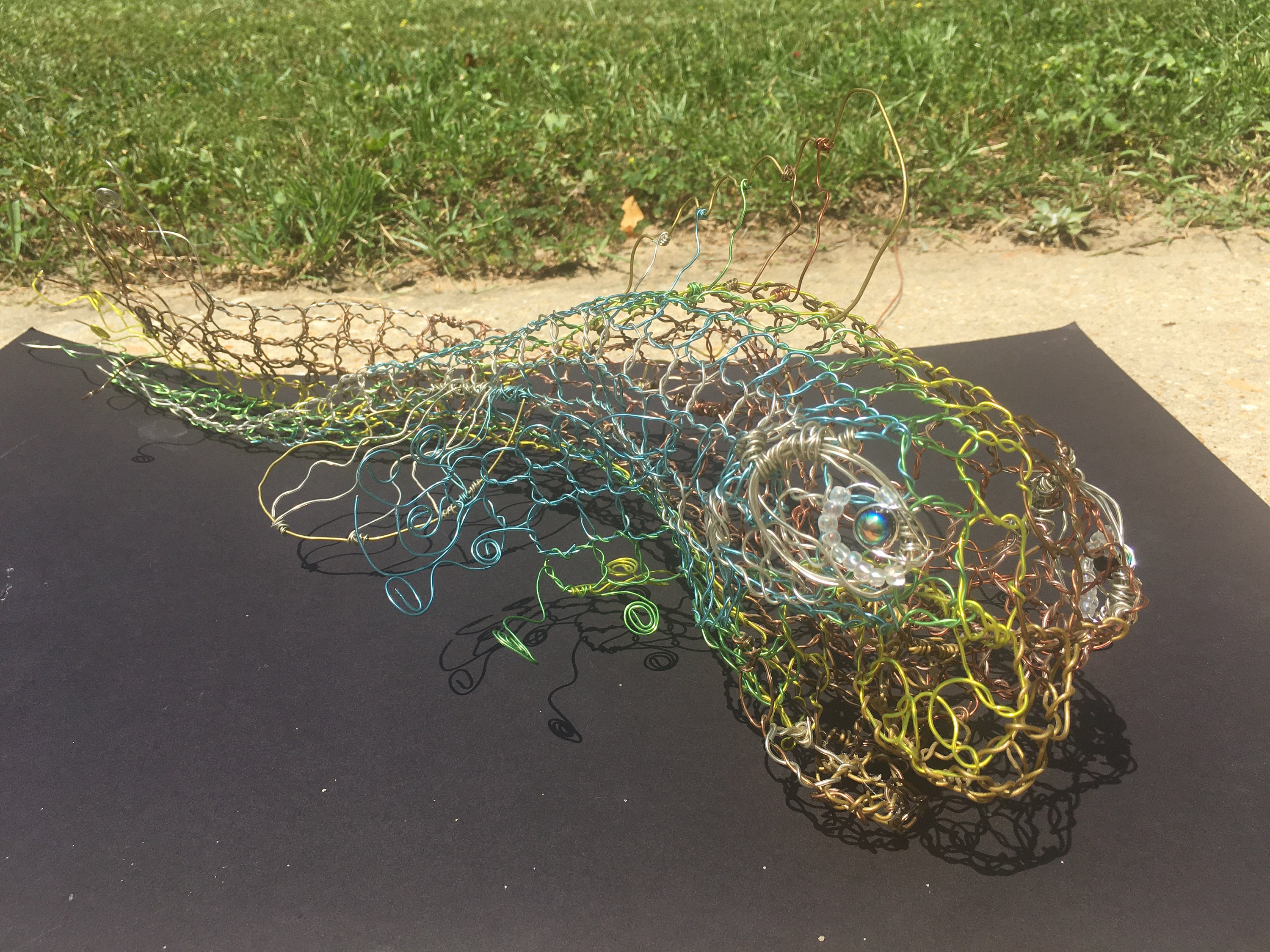 Wire Sculpture 2D Koi Carp pond Fish: Wire Wall Art by Elizabeth Berrien,  Internationally Acclaimed Wire Sculp 