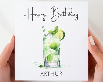 Mojito Birthday Greeting Card, Personalised Cocktail Birthday Card, Card For Him, Drinks Mixologist, Cocktail Lovers Card, Gifts For Her