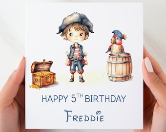 Personalised Pirate Birthday Card | Birthday Cards For Boys | Pirate Themed Birthdays | Cards for Boys | Happy Birthday Cards |