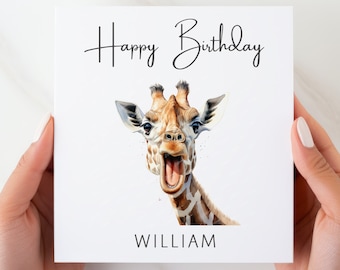 Personalised Birthday Card | Funny Birthday Cards | Humerous Birthday Cards | Giraffe Birthday Cards | Animal Birthday Cards |Happy Birthday