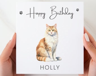 Cat Birthday Card | Personalised Birthday Cat Card | Personalised Cat Card | Raggamuffin Cat Card | Happy Birthday Card | Cards With Cats