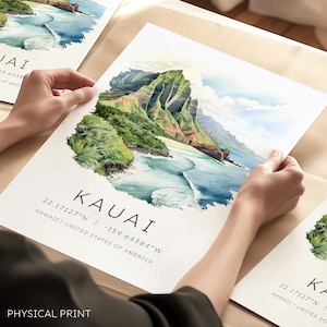 Stampa di viaggio a Kauai, poster della costa di Na Pali, stampa murale di viaggio alle Hawaii, regalo di viaggio a Kauai, arte murale di viaggio, decorazione murale, regalo di luna di miele a Kauai