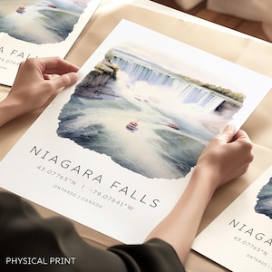 Impression de voyage des chutes du Niagara, impression de voyage au Canada, tenture murale des chutes du Niagara, cadeau des chutes du Niagara, impressions nature, cartes de voyage pour le Canada