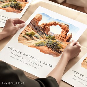 Stampa di viaggio del Parco Nazionale degli Arches, stampa artistica dello Utah, parchi nazionali degli Stati Uniti, arte murale, stampa di destinazioni di viaggio, decorazioni da viaggio, regali artistici