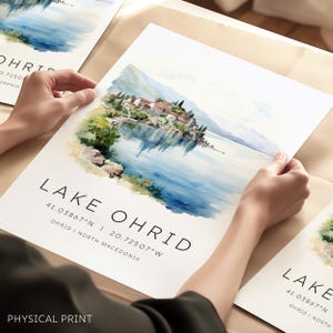 Ohridsee Nordmazedonien Reisedruck, Europäische Reisedrucke, Nordmazedonien Geschenke, Reisekunstgeschenke, Trave Galerie, Nordmazedonien Karte