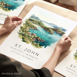 Poster di viaggio di St. John, poster delle Isole Vergini, stampa di Saint John, stampe di viaggio, arte murale di viaggio, galleria dei ricordi di crociera, regalo di fidanzamento
