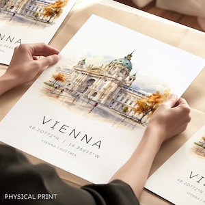 Wenen reisafdruk, reiskunst, poster Oostenrijkse stad, huwelijkscadeau, verjaardagscadeau, bestemmingskaarten, Europese stadskunst, Austra-reis