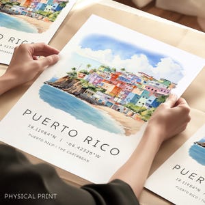 Impresión de viaje de Puerto Rico, arte de Puerto Rico, póster de Puerto Rico, decoración del hogar, paisaje de Puerto Rico, regalo de Puerto Rico, impresión de acuarela