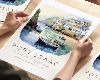 Port Isaac, Cornwall, Travel Print, Cornish Wall Prints, English Travel Posters, Cornwall Gift Prints, Wall Decor Prints