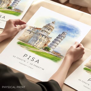 Italië reisafdrukken, Pisa-kunstposter, scheve toren van Pisa, monument Italië, Europa-reiskaarten, Italiaanse stadsafdrukken, reiscadeau-ideeën