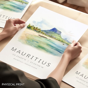 Stampa di viaggio di Mauritius, poster di Mauritius, regalo per la luna di miele a Mauritius, regalo di compleanno, regalo di nozze, coordinate della mappa di Mauritius