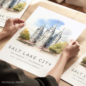 Stampe di viaggio a Salt Lake City, Arte del West americano, Utah, Stati Uniti, Stampe della città, Monumenti americani iconici, Monumenti mondiali