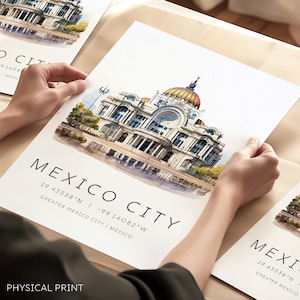 Mexico City Travel Poster, CDMX Skyline Artwork, Palacio de Bellas Artes, Mexico Landmark Print, Mexico City Illustration, Latin America