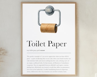 Bathroom Print, Funny Toilet Poster, Toilet Humour, Bathroom Wall Art, Toilet Paper Definition, Housewarming Gift, Bathroom Pun Sign