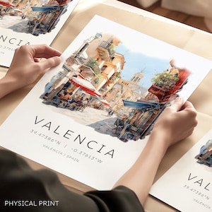 Valenien Reiseplakat, Spanien-Stadtdruck, Valentino-Urlaubsplakat, Spanien-Wanddruck, Europäische Stadt, Valentino-Reisegeschenk, Reisedekor