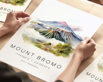 Indonesia Travel Print, Mount Bromo Travel Poster, Java Travel Print, Travel Gifts, Travel Wall Art, Travel Gallery Prints
