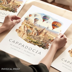 Stampa di viaggio della Cappadocia, stampa acquerello della Turchia, mongolfiera, stampa artistica della Turchia, poster di viaggio, regalo di inaugurazione della casa, regalo di anniversario