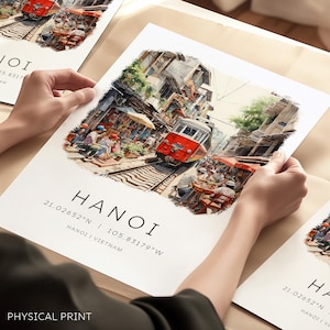 Hanoi Vietnam Art Print, Train Street Vietnam, Zuidoost-Azië, backpacken, oude wijk van Hanoi, reiscadeau, reisposter, housewarmingcadeau