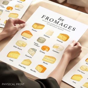 Stampe da cucina, Stampe, Amanti del formaggio, Stampe di cibo, Formaggio francese, Decorazioni da cucina, Arte murale con cibo, Illustrazioni di cibo, Les Fromages, Arte da cucina