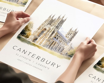 Canterbury Cathedral Print, Canterbury Kent, Canterbury Travel Print, Canterbury Poster, Canterbury Kent Unique Gifts