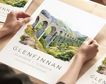 Scotland Travel Print, Glenfinnan, Scottish Highlands Art Print, Steam Train Print, Scottish Landscape Print